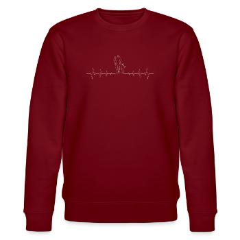 Family Heartbeat Line Silhouette - Stanley/Stella Unisex Bio-Sweatshirt CHANGER  - Burgunderrot - Vorne - Nik (191cm) & Marisol (170cm)