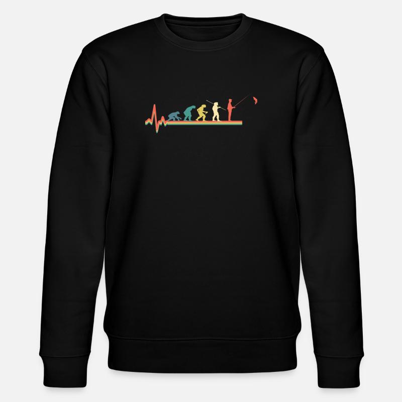 Angeln Angler Evolution Retro Fischer - Stanley/Stella Unisex Bio-Sweatshirt CHANGER  - Schwarz