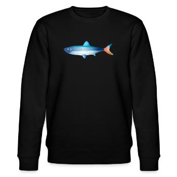 Blauer Fisch mit Farbverlauf und Punkten - Stanley/Stella Unisex Bio-Sweatshirt CHANGER  - Schwarz - Vorne - Nik (191cm) & Marisol (170cm)