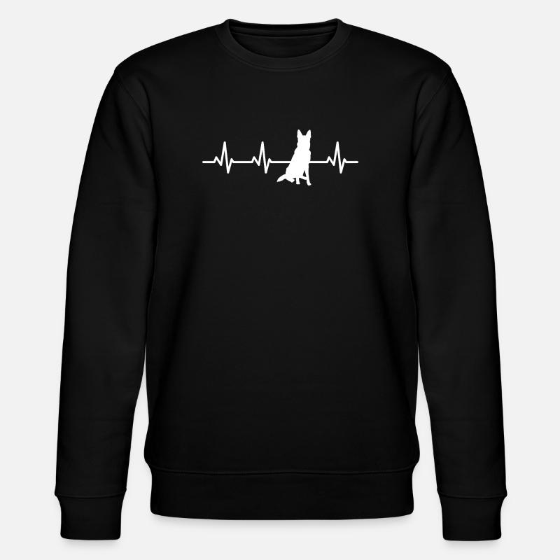 German Shepherd ECG Heartline - Stanley/Stella CHANGER Unisex Organic Sweatshirt - black