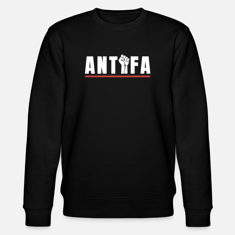 Antifa Protestfist Antifascist Statement - Stanley/Stella CHANGER Unisex Organic Sweatshirt - black