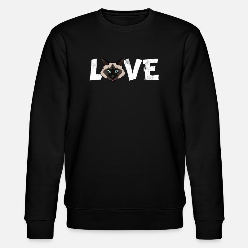 Birman-Katzen-Liebe lustige Rasse-Illustration - Stanley/Stella Unisex Bio-Sweatshirt CHANGER  - Schwarz