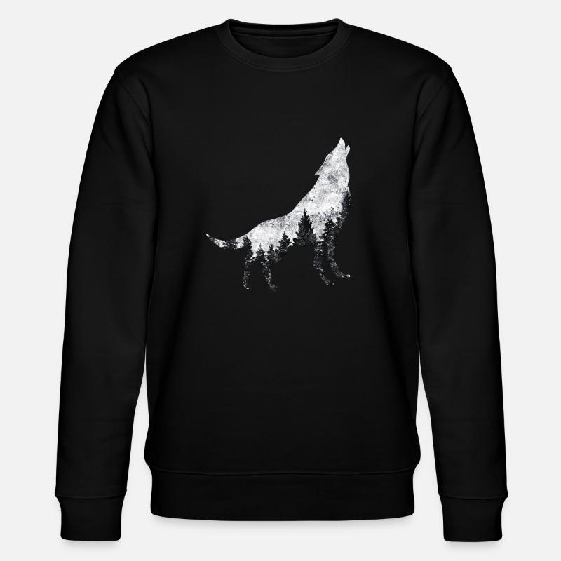 Wolf Wildnis Schutz der Wildtiere - Stanley/Stella Unisex Bio-Sweatshirt CHANGER  - Schwarz