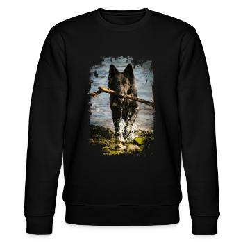 Black German Shepherd Photo - Stanley/Stella CHANGER Unisex Organic Sweatshirt - black - Front - Nik (191cm) & Marisol (170cm)