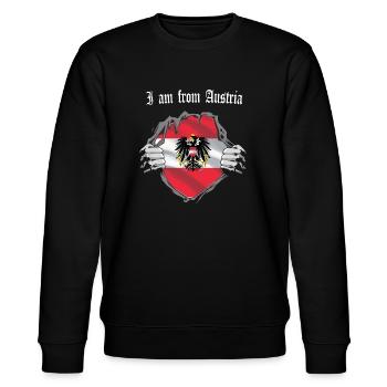 Österreich Flagge Wappen Superheld Geschenk - Stanley/Stella Unisex Bio-Sweatshirt CHANGER  - Schwarz - Vorne - Nik (191cm) & Marisol (170cm)