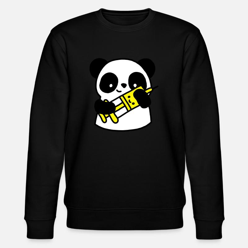 Panda Krankenschwester mit Spritze - Stanley/Stella Unisex Bio-Sweatshirt CHANGER  - Schwarz