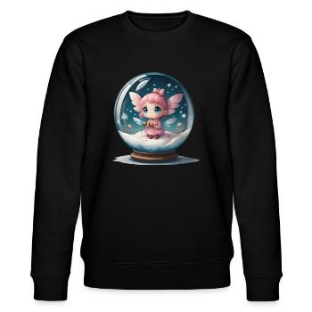 Kleine Weihnachtselfe in einer Schneekugel - Stanley/Stella Unisex Bio-Sweatshirt CHANGER  - Schwarz - Vorne - Nik (191cm) & Marisol (170cm)