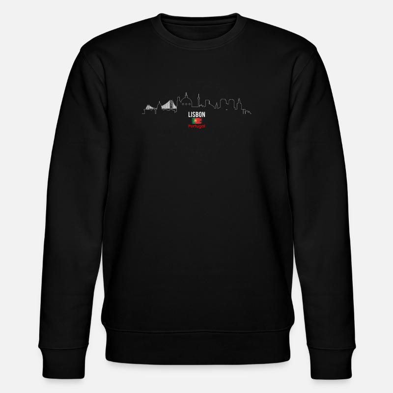Lisbon Skyline with Flag - Stanley/Stella CHANGER Unisex Organic Sweatshirt - black