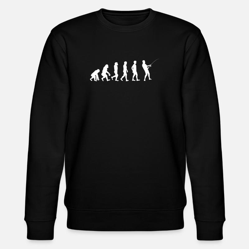 Evolution to Fishing Silhouette - Stanley/Stella CHANGER Unisex Organic Sweatshirt - black