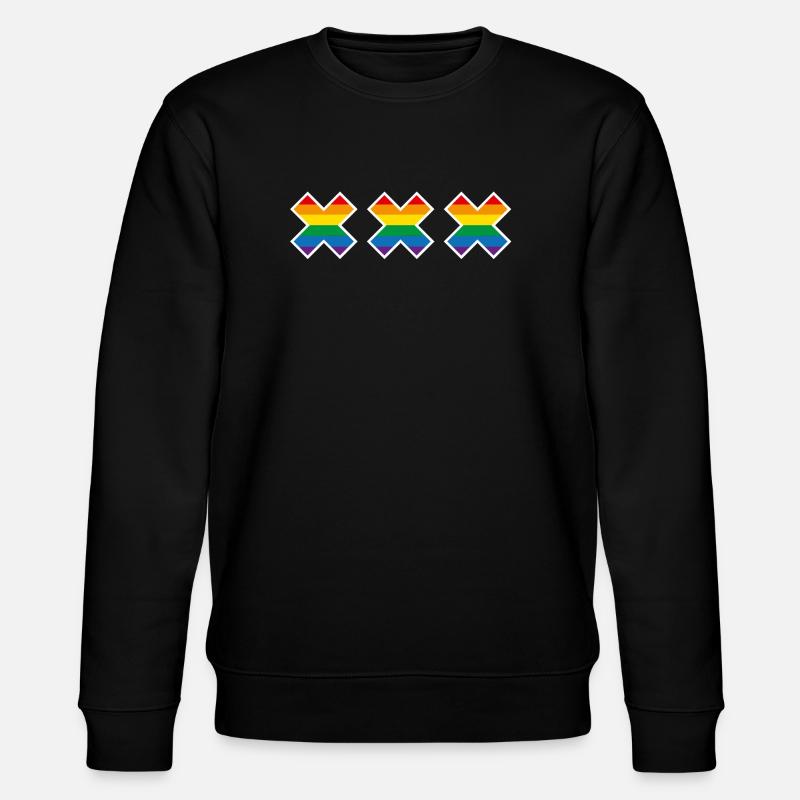 Amsterdam Pride Regenbogenflagge Andreaskreuz LGBT - Stanley/Stella Unisex Bio-Sweatshirt CHANGER  - Schwarz