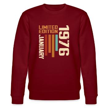 January 1976 - 1976 January Birthday Gift - Stanley/Stella CHANGER Unisex Organic Sweatshirt - burgundy - Front - Nik (191cm) & Marisol (170cm)