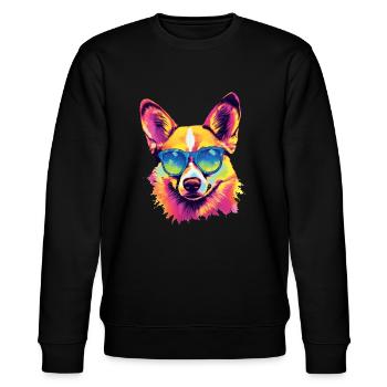Chien Corgi portant des lunettes de soleil - Sweat bio CHANGER Stanley/Stella Unisexe - noir - Devant - Nik (191cm) & Marisol (170cm)