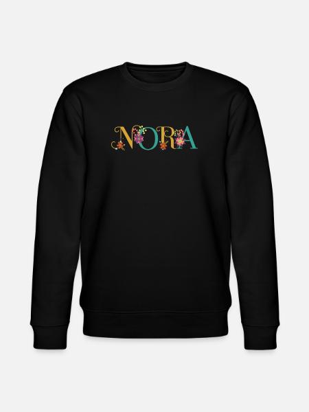 NORA Name Art With Flowers Embroidered - Stanley/Stella CHANGER Unisex Organic Sweatshirt - black