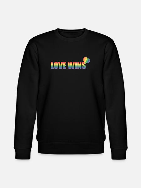 Bunter Regenbogen Herz mit Liebesbotschaft - Stanley/Stella Unisex Bio-Sweatshirt CHANGER - Schwarz
