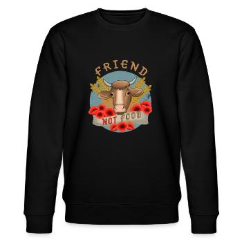 Kuh Bauernhof Vegan Friend not Food - Stanley/Stella Unisex Bio-Sweatshirt CHANGER  - Schwarz - Vorne - Nik (191cm) & Marisol (170cm)