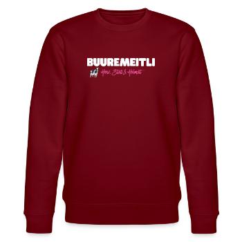 Buuremeitli Heart Stable Home - for Swiss women - Stanley/Stella CHANGER Unisex Organic Sweatshirt - burgundy - Front - Nik (191cm) & Marisol (170cm)