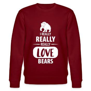 Bear Bear Predator - Stanley/Stella CHANGER Unisex Organic Sweatshirt - burgundy - Front - Nik (191cm) & Marisol (170cm)