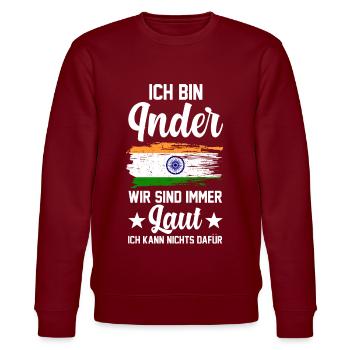 Indisch Indien Inder - Stanley/Stella Unisex Bio-Sweatshirt CHANGER  - Burgunderrot - Vorne - Nik (191cm) & Marisol (170cm)