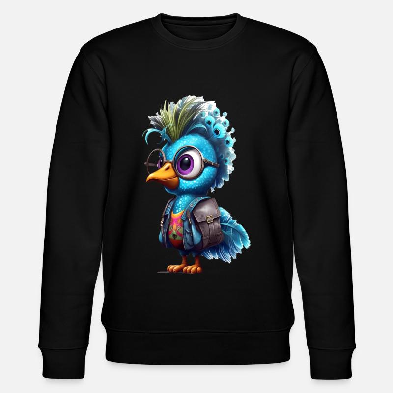 Cute Peacock Cartoon - Stanley/Stella Unisex Bio-Sweatshirt CHANGER  - Schwarz