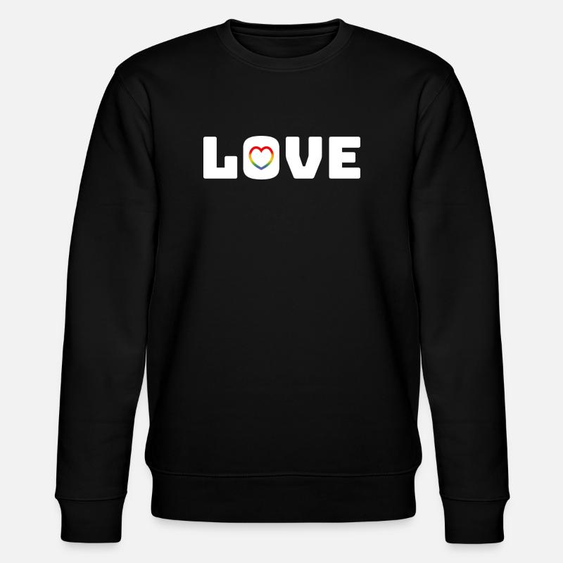 Love Heart Rainbow white - Stanley/Stella Unisex Bio-Sweatshirt CHANGER  - Schwarz