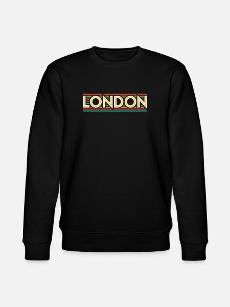 LONDON Retro-Neon auf farbigen Streifen - Stanley/Stella Unisex Bio-Sweatshirt CHANGER  - Schwarz