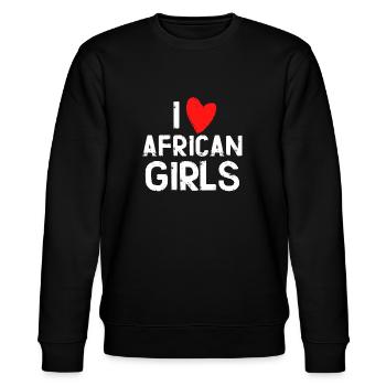 T-Shirt Humor Ich liebe afrikanische Mädchen - Stanley/Stella Unisex Bio-Sweatshirt CHANGER  - Schwarz - Vorne - Nik (191cm) & Marisol (170cm)