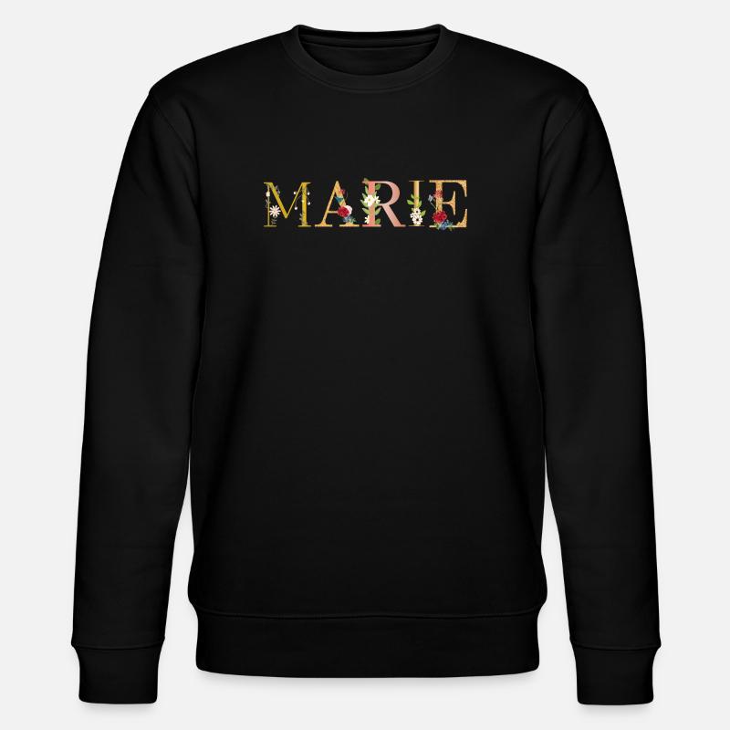 MARIE Name mit Blumen geschmückt - Stanley/Stella Unisex Bio-Sweatshirt CHANGER  - Schwarz