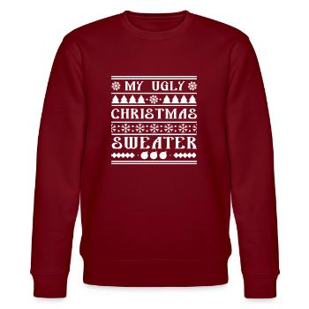 Mein hässlicher Weihnachtspullover - Stanley/Stella Unisex Bio-Sweatshirt CHANGER  - Burgunderrot - Vorne - Nik (191cm) & Marisol (170cm)
