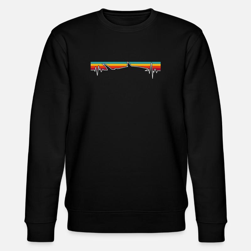 Retro Sunset Wolf Pulse - Stanley/Stella CHANGER Unisex Organic Sweatshirt - black