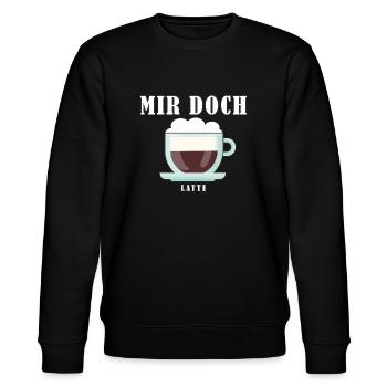 "Mir doch Latte" lustiges Wortspiel für Latte Fans - Stanley/Stella Unisex Bio-Sweatshirt CHANGER  - Schwarz - Vorne - Nik (191cm) & Marisol (170cm)