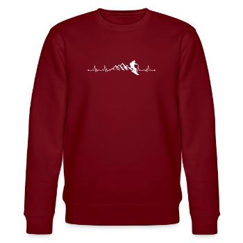 Mountain Pulse Snowboarder - Stanley/Stella CHANGER Unisex Organic Sweatshirt - burgundy - Front - Nik (191cm) & Marisol (170cm)