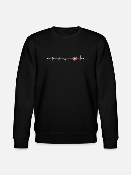 Heartbeat Love Schweiz Flagge - Stanley/Stella Unisex Bio-Sweatshirt CHANGER  - Schwarz