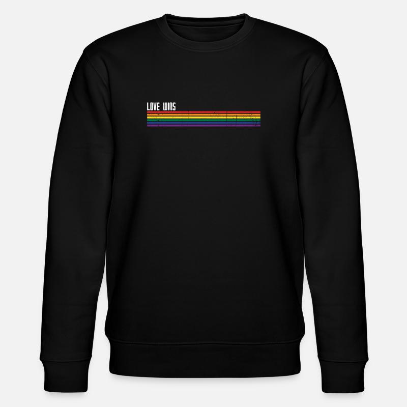 Regenbogen Streifen Pride Overlay - Stanley/Stella Unisex Bio-Sweatshirt CHANGER  - Schwarz