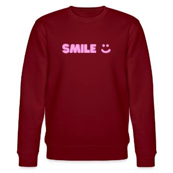 Lächeln-Print - Stanley/Stella Unisex Bio-Sweatshirt CHANGER  - Burgunderrot - Vorne - Nik (191cm) & Marisol (170cm)