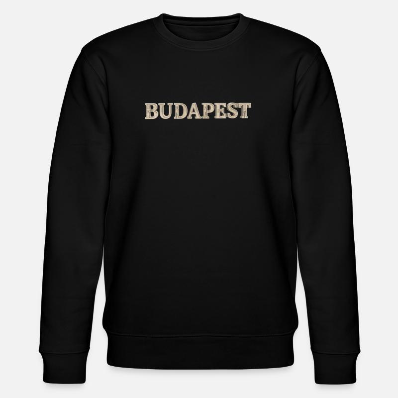 BUDAPEST – Architectural Stone Typography - Stanley/Stella CHANGER Unisex Organic Sweatshirt - black