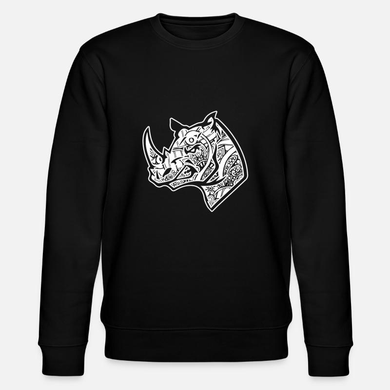 Nashorn Nashorn Blumenmuster - Stanley/Stella Unisex Bio-Sweatshirt CHANGER  - Schwarz
