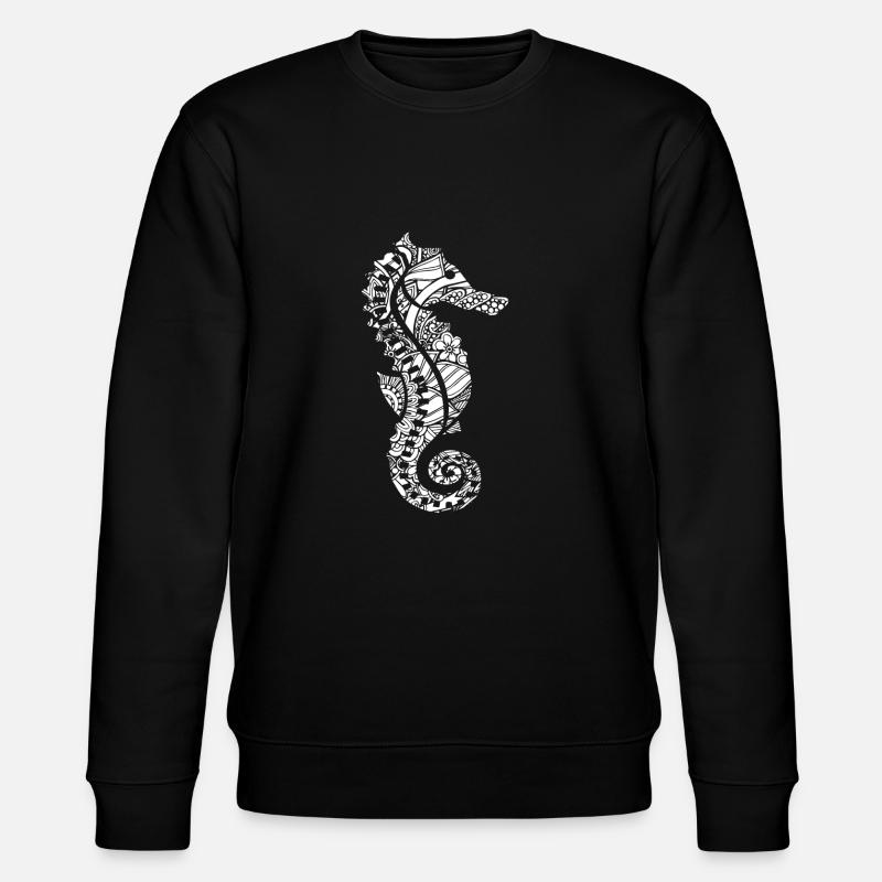 Seepferdchen Seepferdchen Blumenmuster - Stanley/Stella Unisex Bio-Sweatshirt CHANGER  - Schwarz