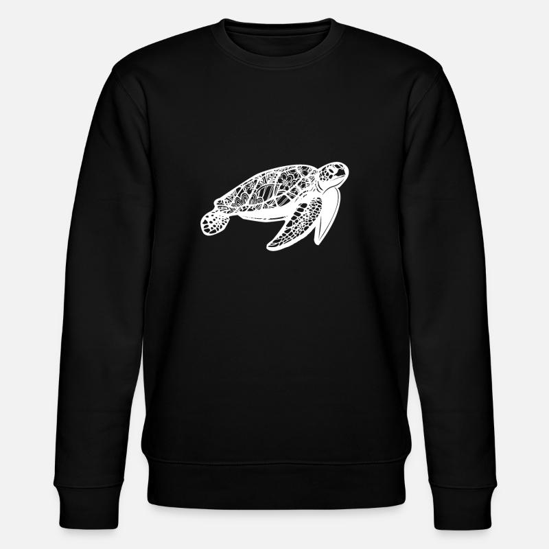 Turtle Turtle Blumenmuster - Stanley/Stella Unisex Bio-Sweatshirt CHANGER  - Schwarz