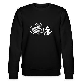 Flugsicherung Flugsicherung Herzschlag - Stanley/Stella Unisex Bio-Sweatshirt CHANGER  - Schwarz - Vorne - Nik (191cm) & Marisol (170cm)