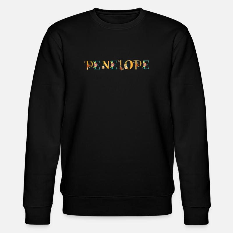 PENELOPE Namenskunst mit gestickten Blumen - Stanley/Stella Unisex Bio-Sweatshirt CHANGER  - Schwarz