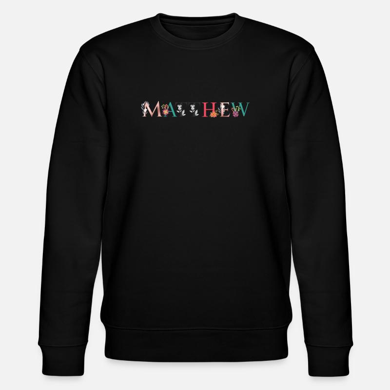 MATTHEW Namenskunst mit Blumen bestickt - Stanley/Stella Unisex Bio-Sweatshirt CHANGER  - Schwarz