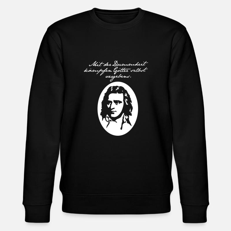 Friedrich Schiller Zitat Dummheit - Stanley/Stella Unisex Bio-Sweatshirt CHANGER  - Schwarz