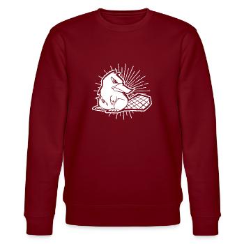 Platypus Platypus Gift Idea Australia - Stanley/Stella CHANGER Unisex Organic Sweatshirt - burgundy - Front - Nik (191cm) & Marisol (170cm)