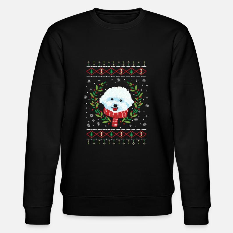 Bichon Frisé hässlicher Weihnachtspullover - Stanley/Stella Unisex Bio-Sweatshirt CHANGER - Schwarz