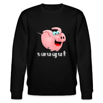 saugut - Sau - Ferkel - Stanley/Stella Unisex Bio-Sweatshirt CHANGER  - Schwarz - Vorne - Nik (191cm) & Marisol (170cm)