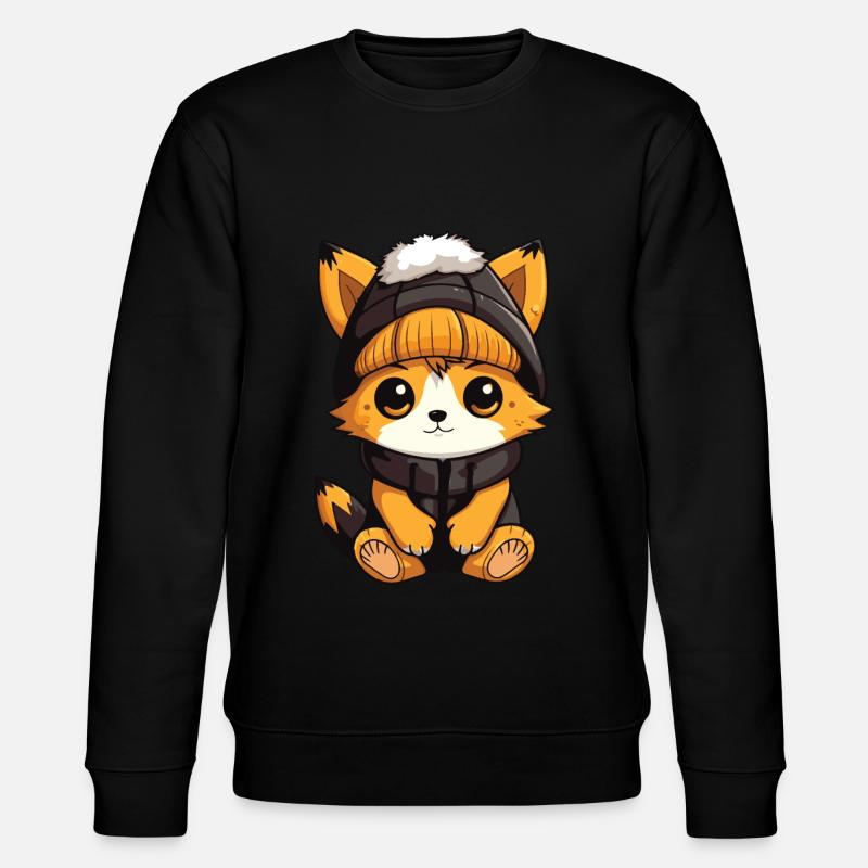 Fox Winter Comic Cute - Stanley/Stella CHANGER Unisex Organic Sweatshirt - black