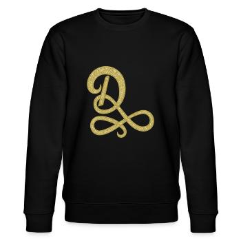 D - gold, letter, alphabet, monogram - Stanley/Stella Unisex Bio-Sweatshirt CHANGER  - Schwarz - Vorne - Nik (191cm) & Marisol (170cm)