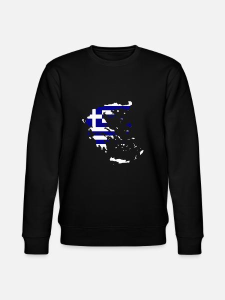 Greece Flag Map - Stanley/Stella CHANGER Unisex Organic Sweatshirt - black