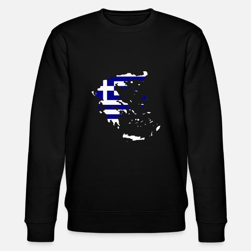 Greece Flag Map - Stanley/Stella CHANGER Unisex Organic Sweatshirt - black