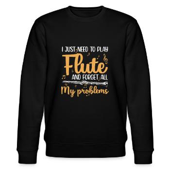Querflöte Sprüche | Musikinstrument Hobby Geschenk - Stanley/Stella Unisex Bio-Sweatshirt CHANGER  - Schwarz - Vorne - Nik (191cm) & Marisol (170cm)